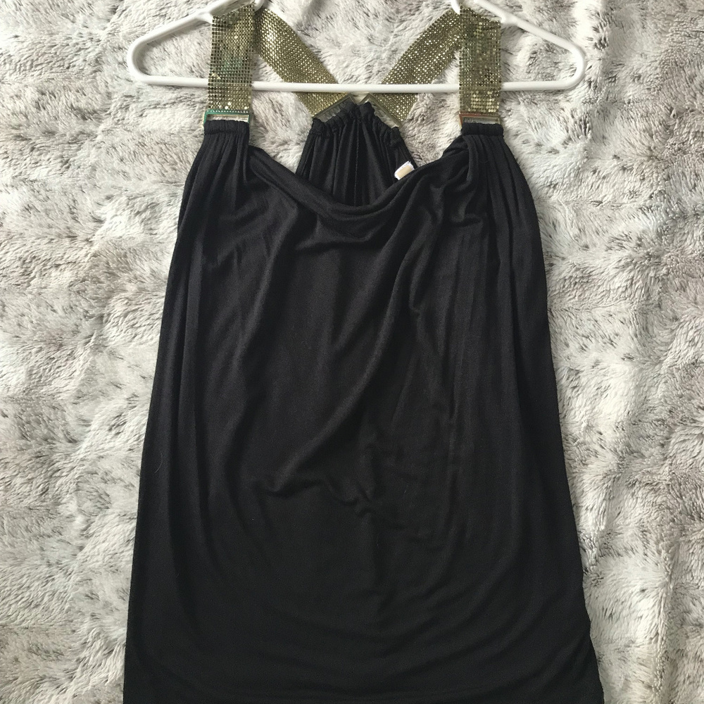 Michael Kors Black and Gold Tank Top